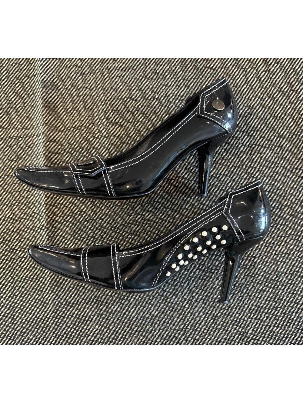 TOD'S Y2K patent leather pumps contrast stitching heels size 9 Italy - Picture 5 of 10